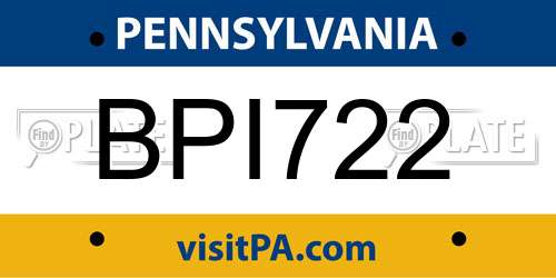 BPI722 Pennsylvania License Plate