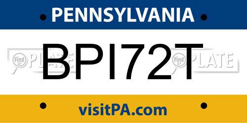 BPI72T Pennsylvania License Plate