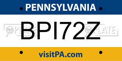 BPI72Z Pennsylvania License Plate