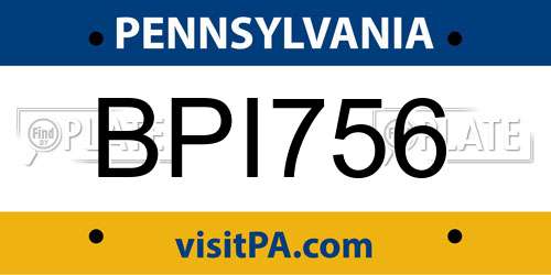 BPI756 Pennsylvania License Plate