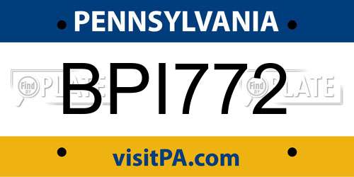 BPI772 Pennsylvania License Plate