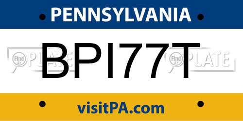 BPI77T Pennsylvania License Plate
