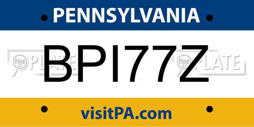 BPI77Z Pennsylvania License Plate