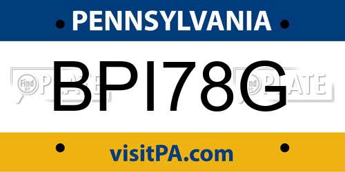 BPI78G Pennsylvania License Plate
