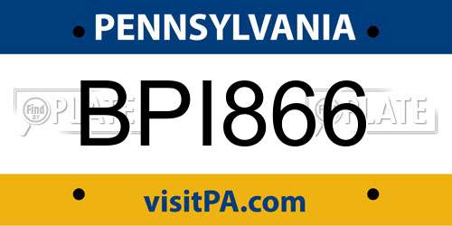 BPI866 Pennsylvania License Plate