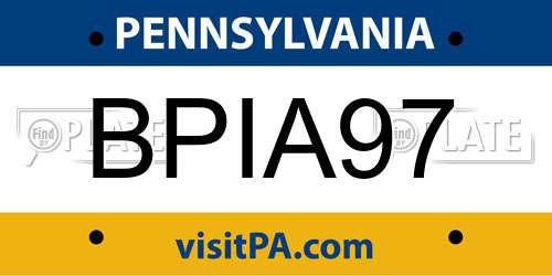 BPIA97 Pennsylvania License Plate