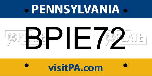 BPIE72 Pennsylvania License Plate