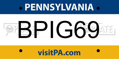 BPIG69 Pennsylvania License Plate