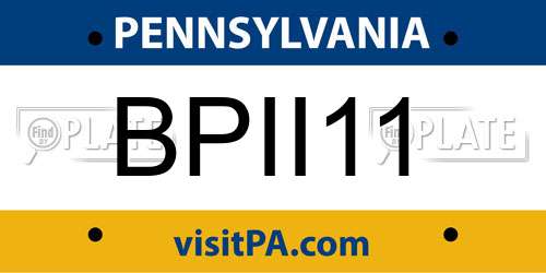 BPII11 Pennsylvania License Plate