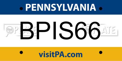 BPIS66 Pennsylvania License Plate