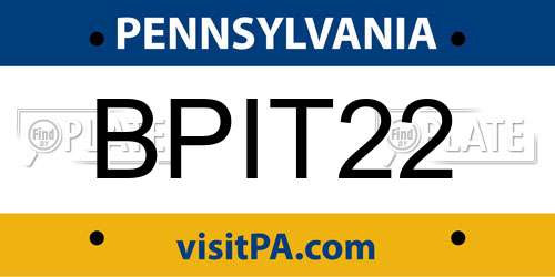 BPIT22 Pennsylvania License Plate