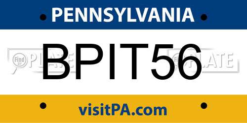 BPIT56 Pennsylvania License Plate