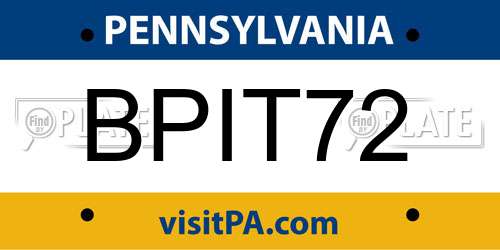 BPIT72 Pennsylvania License Plate