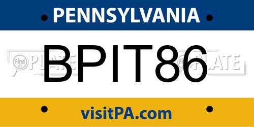 BPIT86 Pennsylvania License Plate