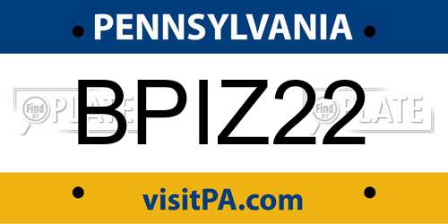 BPIZ22 Pennsylvania License Plate