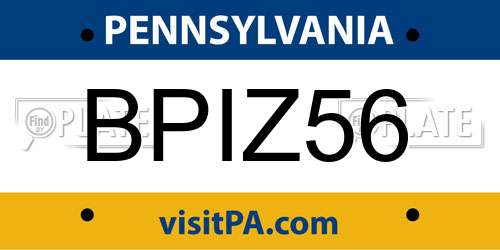 BPIZ56 Pennsylvania License Plate