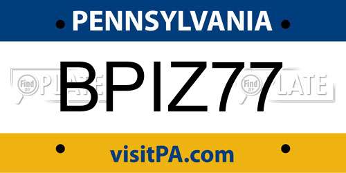 BPIZ77 Pennsylvania License Plate
