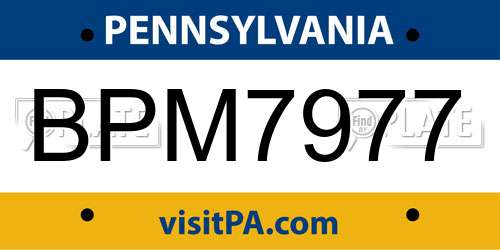 BPM7977 Pennsylvania License Plate