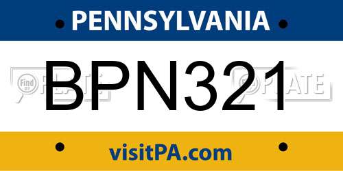 BPN321 Pennsylvania License Plate