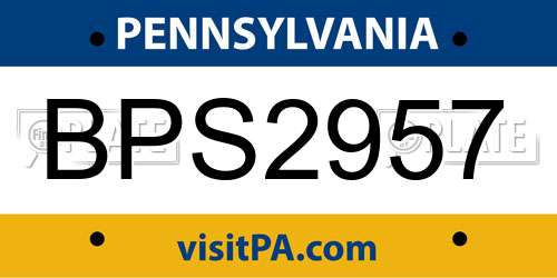 BPS2957 Pennsylvania License Plate