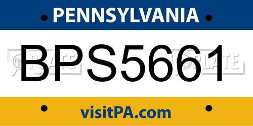 BPS5661 Pennsylvania License Plate