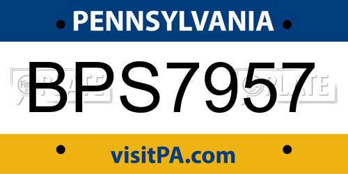 BPS7957 Pennsylvania License Plate