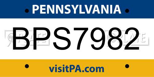 BPS7982 Pennsylvania License Plate
