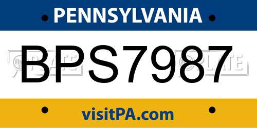 BPS7987 Pennsylvania License Plate