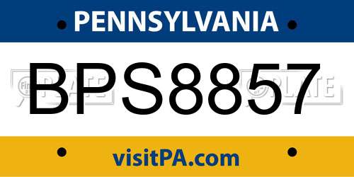 BPS8857 Pennsylvania License Plate