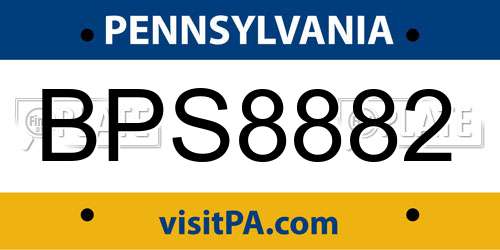 BPS8882 Pennsylvania License Plate