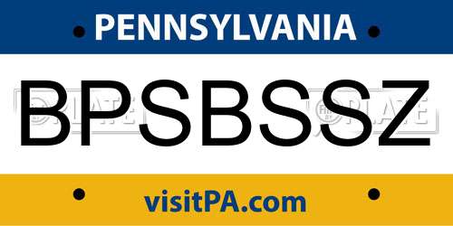 BPSBSSZ Pennsylvania License Plate