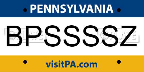 BPSSSSZ Pennsylvania License Plate