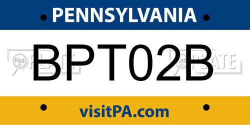 BPT02B Pennsylvania License Plate
