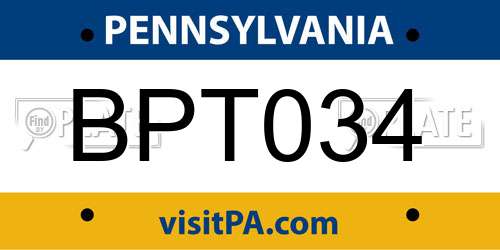 BPT034 Pennsylvania License Plate