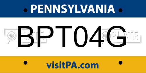 BPT04G Pennsylvania License Plate