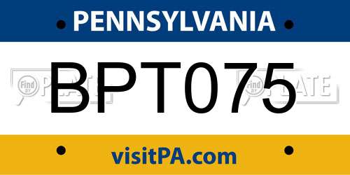 BPT075 Pennsylvania License Plate