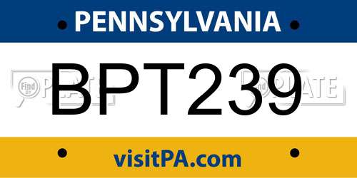BPT239 Pennsylvania License Plate