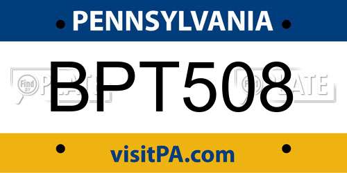 BPT508 Pennsylvania License Plate