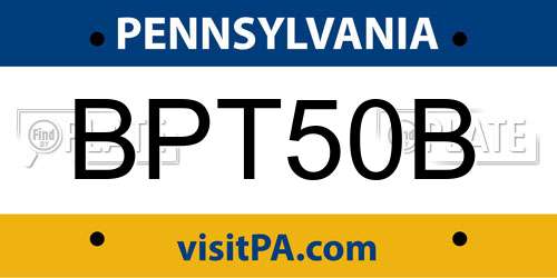 BPT50B Pennsylvania License Plate