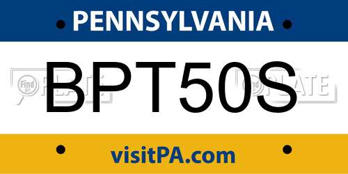 BPT50S Pennsylvania License Plate