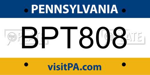 BPT808 Pennsylvania License Plate