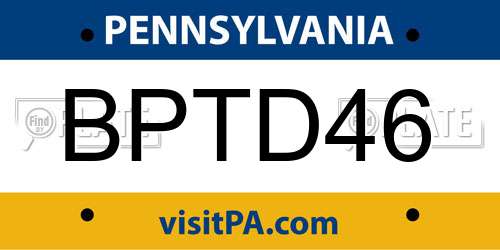 BPTD46 Pennsylvania License Plate