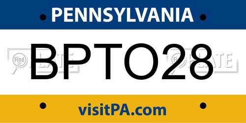 BPTO28 Pennsylvania License Plate