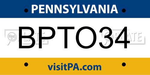 BPTO34 Pennsylvania License Plate