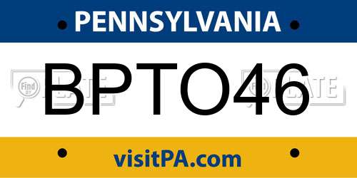 BPTO46 Pennsylvania License Plate