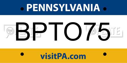 BPTO75 Pennsylvania License Plate
