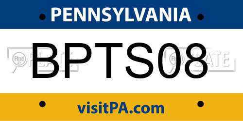BPTS08 Pennsylvania License Plate