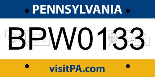 BPW0133 Pennsylvania License Plate