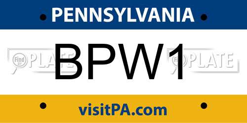 BPW1 Pennsylvania License Plate