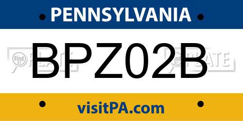BPZ02B Pennsylvania License Plate